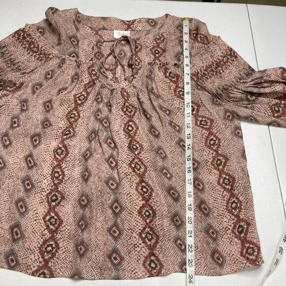 Parker 100% Silk Pleated Balloon Sleeve Peasant Blouse Women's XS Snakeskin‎ - Picture 9 of 10